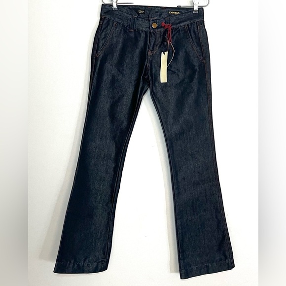 Express NEW Stella Shiny Metallic Mid Rise Bootcut Jeans Sz 0 - Picture 1 of 7